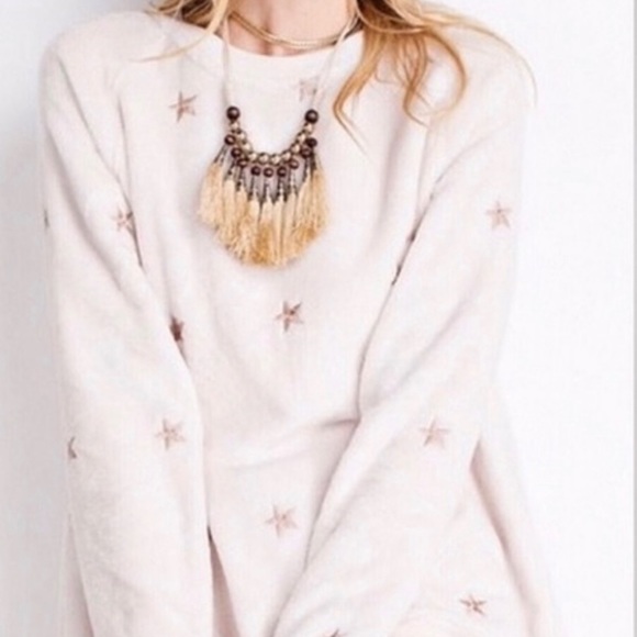 Embroidered Gold Stars Velour Pullover - Picture 4 of 8